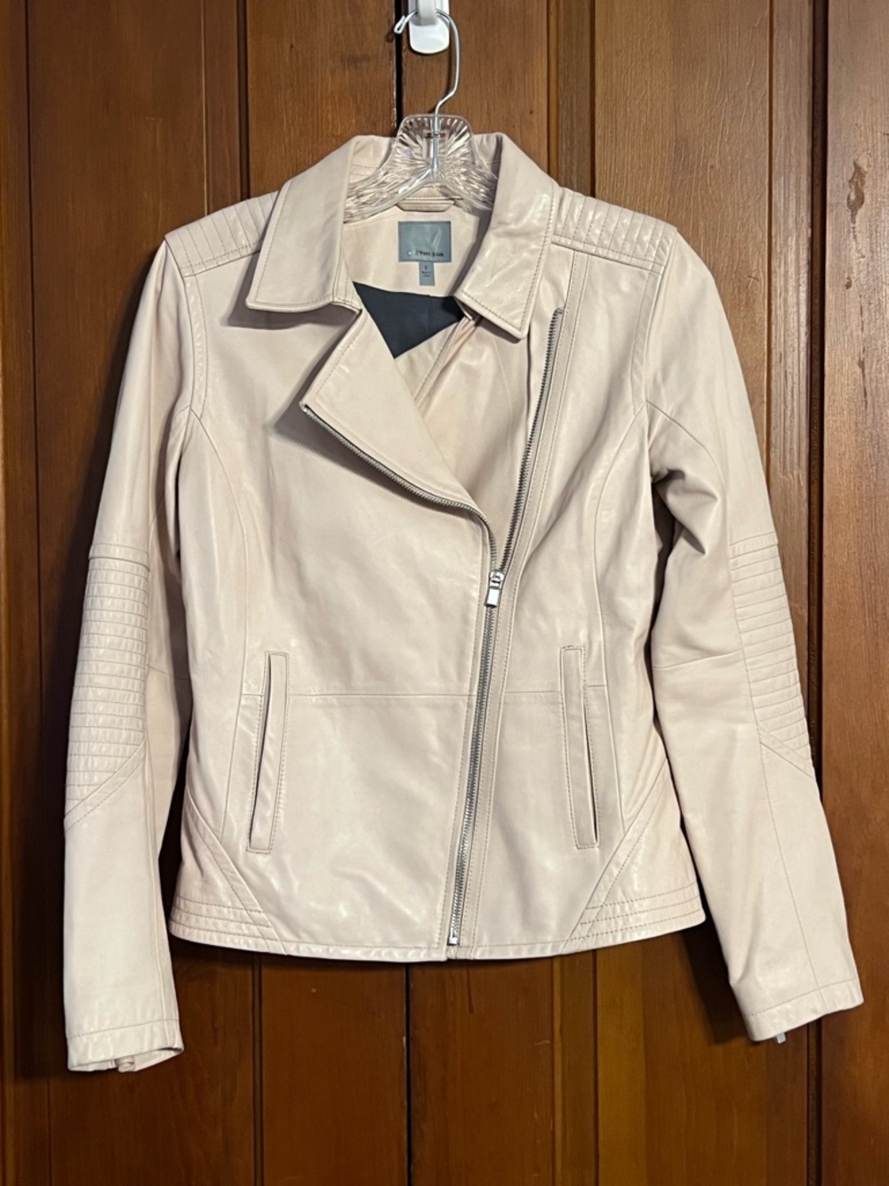 Athleta Blush Pink Leather Moto Jacket Sz S Buttery Soft Excellent Condition
